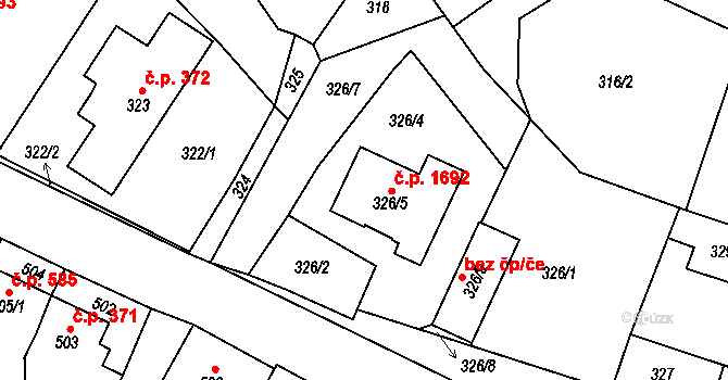 Chotěboř 1692 na parcele st. 326/5 v KÚ Chotěboř, Katastrální mapa