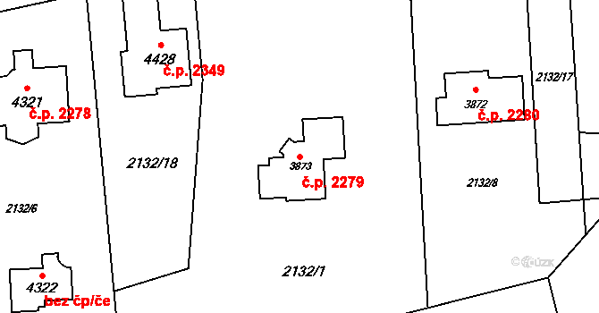 Rožnov pod Radhoštěm 2279 na parcele st. 3873 v KÚ Rožnov pod Radhoštěm, Katastrální mapa
