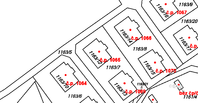 Šluknov 1065 na parcele st. 1163/12 v KÚ Šluknov, Katastrální mapa