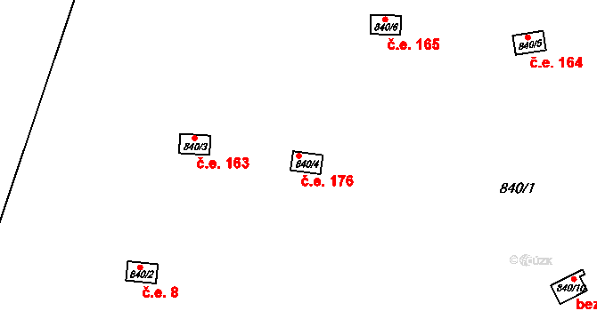 Pohořelice 176 na parcele st. 840/4 v KÚ Pohořelice u Napajedel, Katastrální mapa