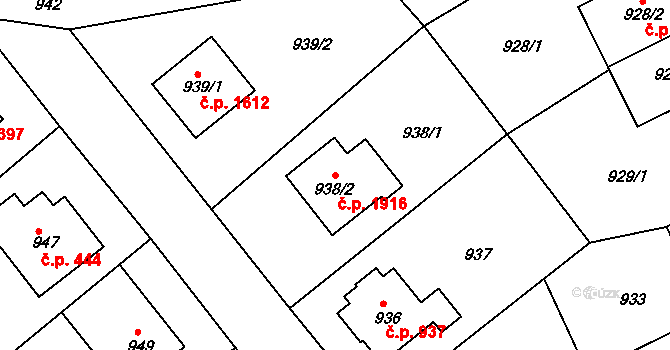 Roztoky 1916 na parcele st. 938/2 v KÚ Roztoky u Prahy, Katastrální mapa