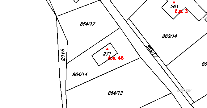 Smilovice 46, Chotilsko na parcele st. 271 v KÚ Prostřední Lhota, Katastrální mapa