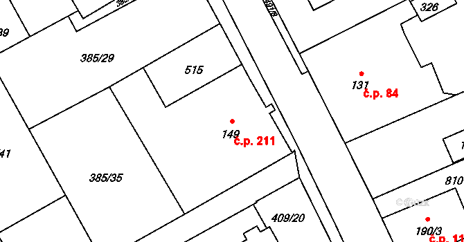 Heřmanice 211, Ostrava na parcele st. 149 v KÚ Heřmanice, Katastrální mapa