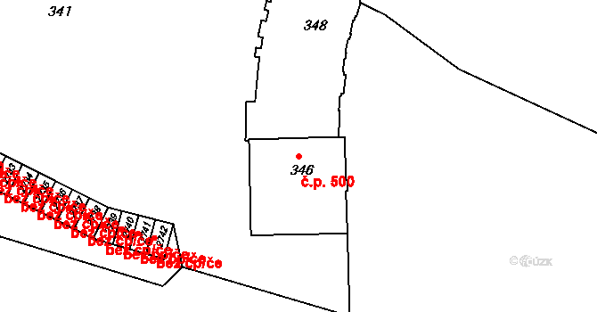 Poruba 500, Ostrava na parcele st. 346 v KÚ Poruba, Katastrální mapa