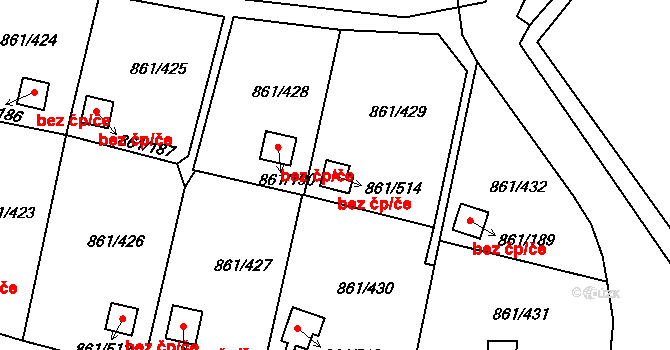 Bílina 39096173 na parcele st. 861/514 v KÚ Bílina-Újezd, Katastrální mapa