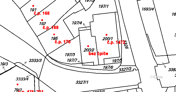 Pelhřimov 41838173 na parcele st. 200/2 v KÚ Pelhřimov, Katastrální mapa