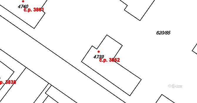Zlín 3862 na parcele st. 4739 v KÚ Zlín, Katastrální mapa
