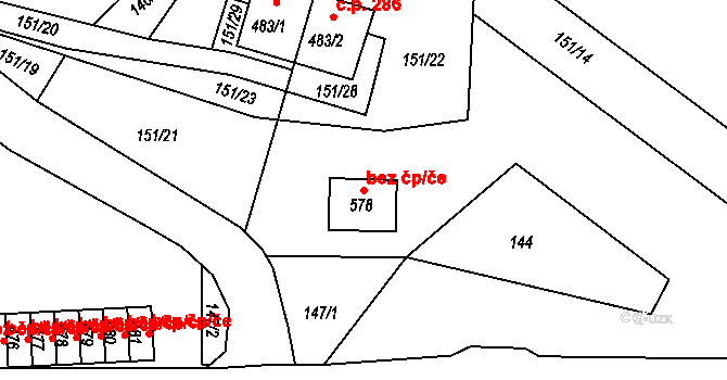 Bedřichov 43406173 na parcele st. 578 v KÚ Bedřichov u Jablonce nad Nisou, Katastrální mapa