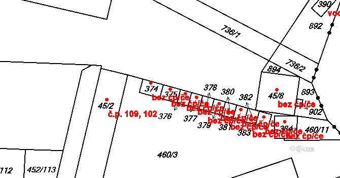 Čermná nad Orlicí 43412173 na parcele st. 375 v KÚ Malá Čermná nad Orlicí, Katastrální mapa