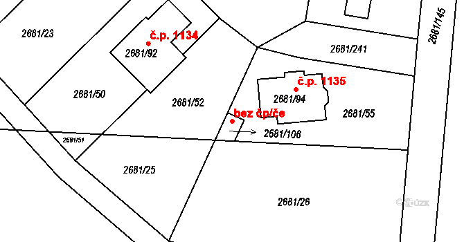Bučovice 43661173 na parcele st. 2681/106 v KÚ Bučovice, Katastrální mapa