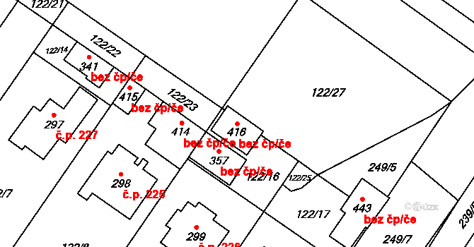 Nové Syrovice 48417173 na parcele st. 416 v KÚ Nové Syrovice, Katastrální mapa