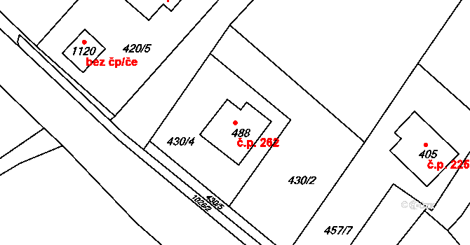 Orlice 262, Letohrad na parcele st. 488 v KÚ Orlice, Katastrální mapa