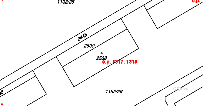 Beroun-Město 1317,1318, Beroun na parcele st. 2538 v KÚ Beroun, Katastrální mapa