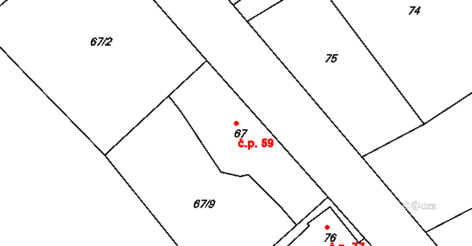 Krašovice 59 na parcele st. 67 v KÚ Krašovice u Plzně, Katastrální mapa