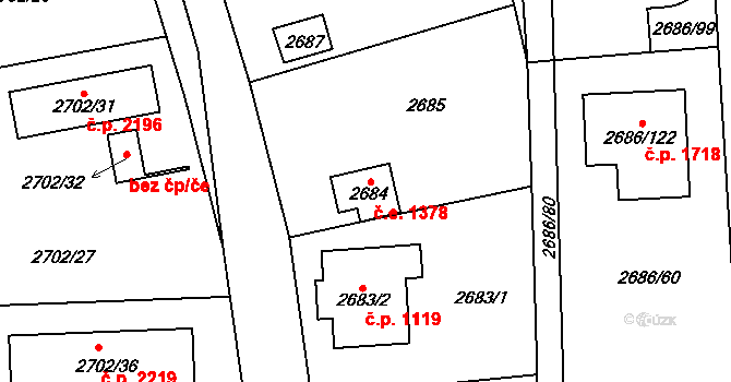 Černošice 1378 na parcele st. 2684 v KÚ Černošice, Katastrální mapa