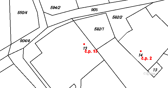 Babčice 13, Vodice na parcele st. 13 v KÚ Babčice, Katastrální mapa