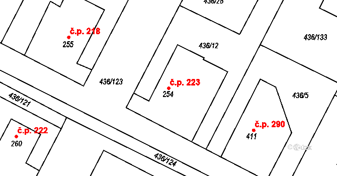 Opatovice nad Labem 223 na parcele st. 254 v KÚ Opatovice nad Labem, Katastrální mapa