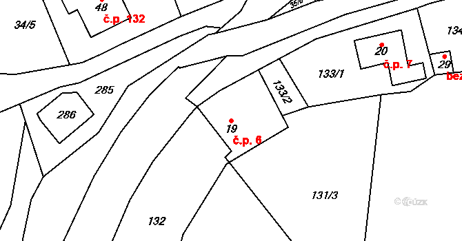 Rumberk 6, Deštná na parcele st. 19 v KÚ Rumberk, Katastrální mapa