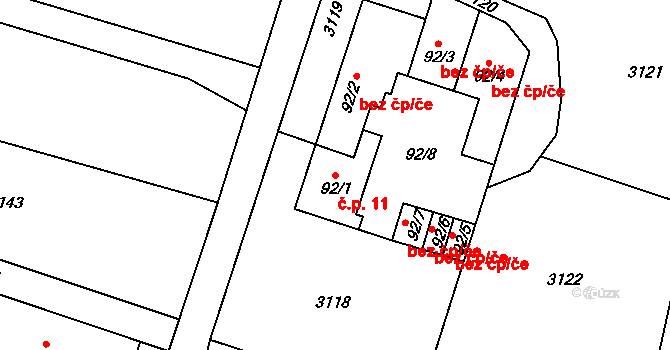 Holečkov 11, Malovice na parcele st. 92/1 v KÚ Malovice u Netolic, Katastrální mapa