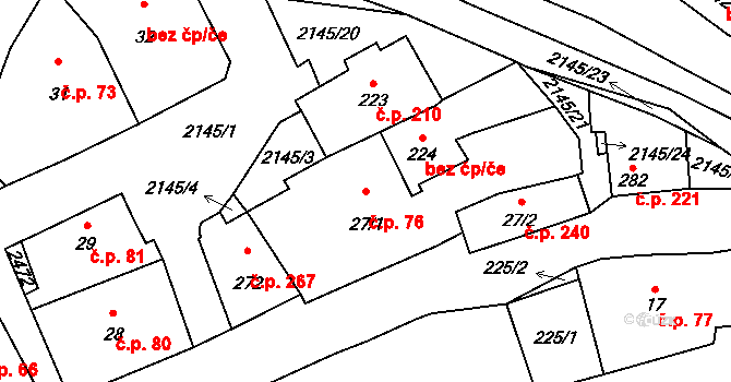 Stachy 76 na parcele st. 27/1 v KÚ Stachy, Katastrální mapa