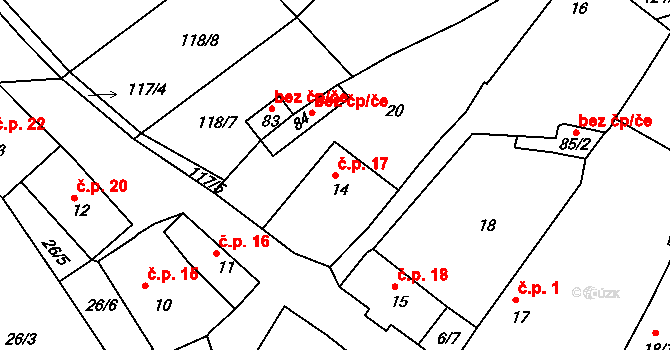 Pěčnov 17 na parcele st. 14 v KÚ Pěčnov, Katastrální mapa