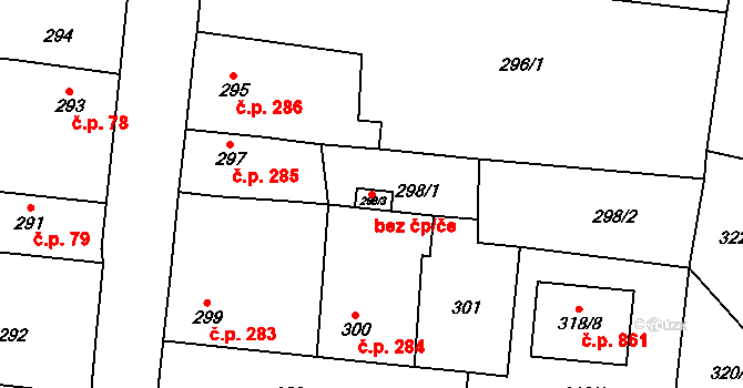 Kosmonosy 88536173 na parcele st. 298/3 v KÚ Kosmonosy, Katastrální mapa