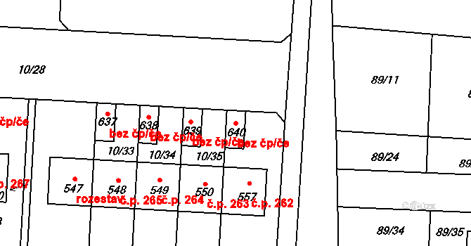 Kozojedy 92493173 na parcele st. 640 v KÚ Kozojedy u Kostelce nad Černými Lesy, Katastrální mapa