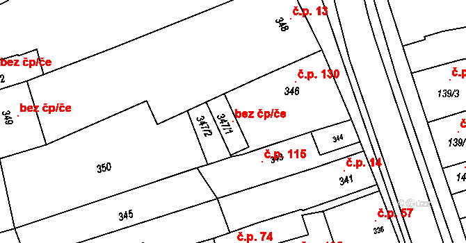 Žabčice 97672173 na parcele st. 347/1 v KÚ Žabčice, Katastrální mapa