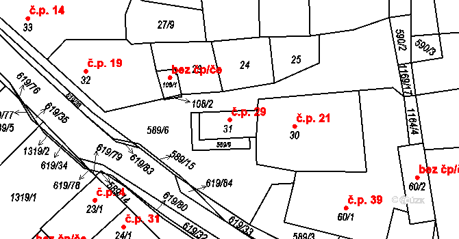 Sulimov 29 na parcele st. 31 v KÚ Sulimov, Katastrální mapa