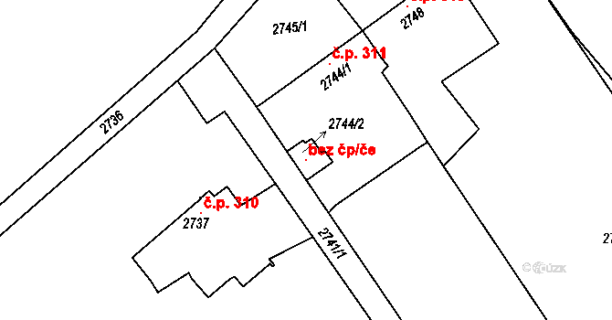 Buchlovice 103632174 na parcele st. 2744/2 v KÚ Buchlovice, Katastrální mapa
