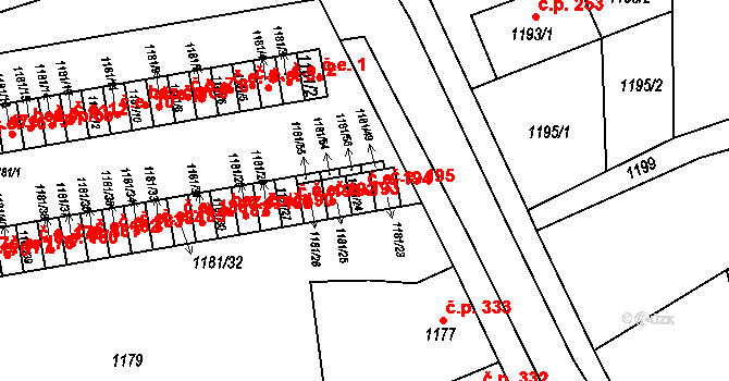 Ivanovice na Hané 194 na parcele st. 1181/24 v KÚ Ivanovice na Hané, Katastrální mapa