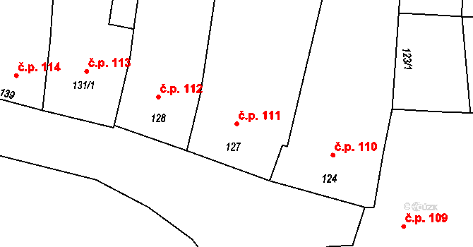 Hranice IV-Drahotuše 111, Hranice na parcele st. 127 v KÚ Drahotuše, Katastrální mapa