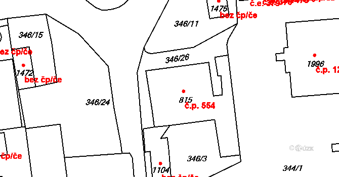 Lipník nad Bečvou I-Město 554, Lipník nad Bečvou na parcele st. 815 v KÚ Lipník nad Bečvou, Katastrální mapa