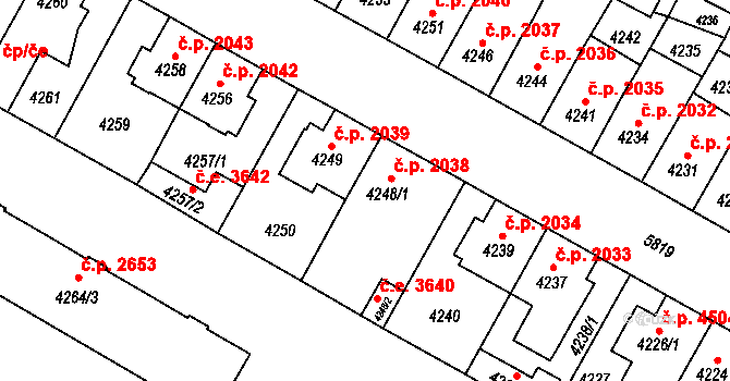 Jihlava 2038 na parcele st. 4248/1 v KÚ Jihlava, Katastrální mapa