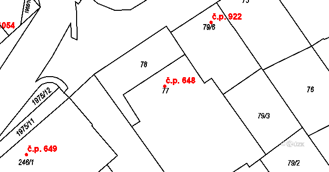 Mistřín 648, Svatobořice-Mistřín na parcele st. 77 v KÚ Mistřín, Katastrální mapa