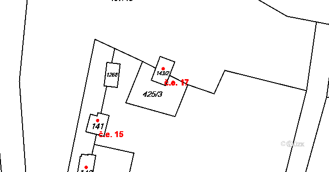 Milotice nad Opavou 17 na parcele st. 143/2 v KÚ Milotice nad Opavou, Katastrální mapa