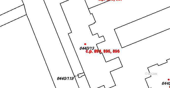 Kladno 894,895,896 na parcele st. 6440/13 v KÚ Kladno, Katastrální mapa