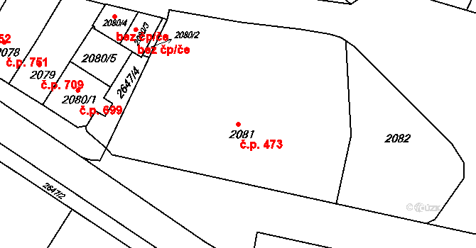 Rýmařov 473 na parcele st. 2081 v KÚ Rýmařov, Katastrální mapa