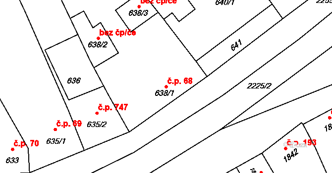 Velká Bystřice 68 na parcele st. 638/1 v KÚ Velká Bystřice, Katastrální mapa
