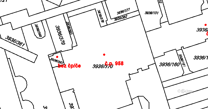 Lutyně 958, Orlová na parcele st. 3936/370 v KÚ Horní Lutyně, Katastrální mapa
