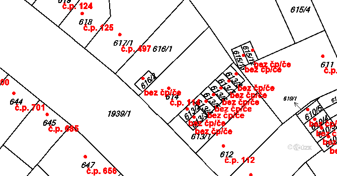 Klíše 114, Ústí nad Labem na parcele st. 614 v KÚ Klíše, Katastrální mapa