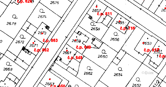 Poděbrady III 649, Poděbrady na parcele st. 2659 v KÚ Poděbrady, Katastrální mapa