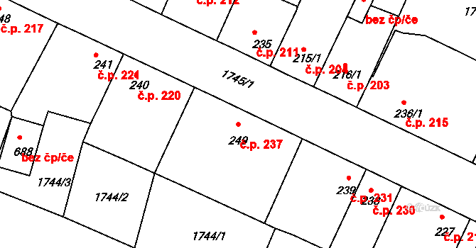 Staňkov I 237, Staňkov na parcele st. 249 v KÚ Staňkov-město, Katastrální mapa