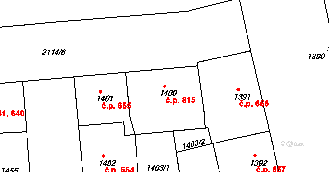 Bubeneč 815, Praha na parcele st. 1400 v KÚ Bubeneč, Katastrální mapa