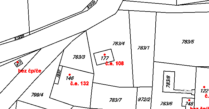 Halouny 108, Svinaře na parcele st. 177 v KÚ Svinaře, Katastrální mapa