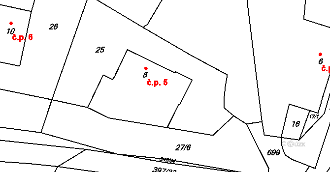 Zboží 5, Dvůr Králové nad Labem na parcele st. 8 v KÚ Zboží u Dvora Králové, Katastrální mapa
