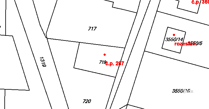 Deblín 287 na parcele st. 719 v KÚ Deblín, Katastrální mapa