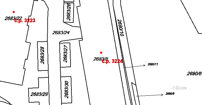 Záběhlice 3224, Praha na parcele st. 2683/8 v KÚ Záběhlice, Katastrální mapa
