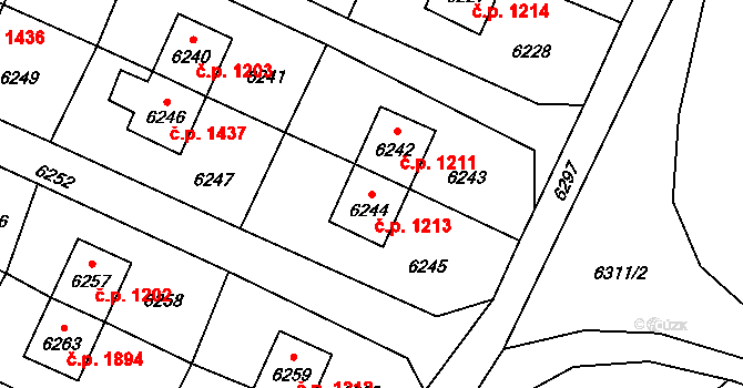 Rychvald 1213 na parcele st. 6244 v KÚ Rychvald, Katastrální mapa