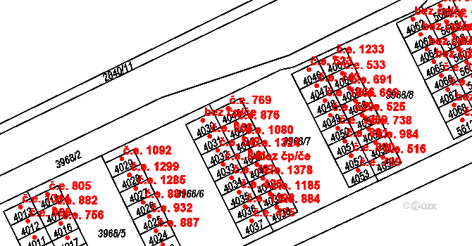 Chomutov 876 na parcele st. 4044 v KÚ Chomutov I, Katastrální mapa